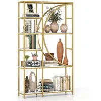 COSTWAY Bücherregal, 1-tlg., geometrisches Büroregal Metallrahmen 100 x 30 x 177 cm