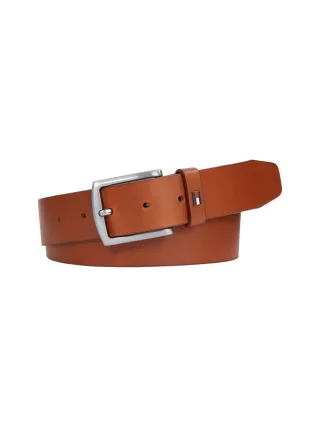 Tommy Hilfiger - Denton Ledergürtel mit Flag an Keeper braun - Gr. - 90