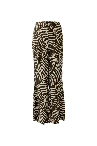 Oui - Hose dk brown offwhite - Gr. - 36