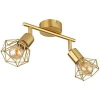 GLOBO LIGHTING Deckenleuchte, Leuchtmittel nicht inklusive, Deckenleuchte Spotlampe E14 Strahler schwenkbar Gitter gold 2 Flammig