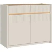 FORTE Kommode Oak Squere Kommode, SK Vollauszug, B/H/T 105,3/85,9/41,5 cm Beleuchtung, Soft Close, Lamellenoptik