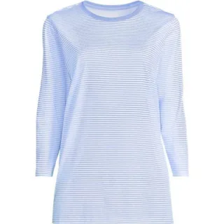 Supima-Shirt mit 3/4-Ärmeln für Damen, Damen, size: regular, Weiß, Baumwolle, by Lands' End