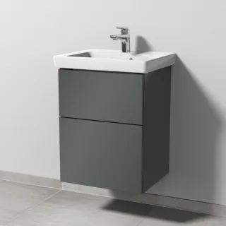 Sanipa 3way Waschtischunterbau zu Villeroy & Boch Subway 2.0 Waschtisch mit 2 Auszügen, Anthrazit-Gl SF61079