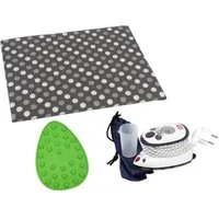 Semplix Dampfbügeleisen - Set mit Prym Mini-Bügeleisen + Bügelunterlage + Ablage, 375 W