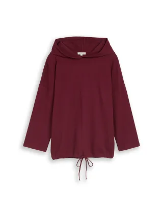 Tom Tailor - Hoodie Langarmshirt mit Kordelzug Preppy Plum - Gr. - XL