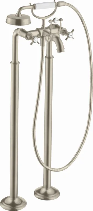 Hansgrohe Zweigriff Wannenarmatur Axor Montreux Fertigset brushed nickel Bodenmontage, 16547820 16547820