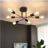 Nettlife Deckenleuchten Wohnzimmer 6 Flammig Schwarz/Weiß/Gold E27 Deckenlampe Vintage, LED wechselbar, Schlafzimmer Flur Balkon Küche