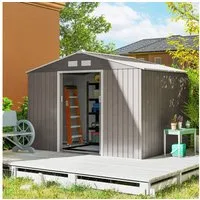 Outsunny Gerätehaus 4,9 m², mit Pultdach, Schiebetür, Fundament, BxT: 277x195 cm, (Gartenhaus, 1 St., Geräteschuppen aus Verzinkter Stahl), wetterfest, für Garten, Hellbraun