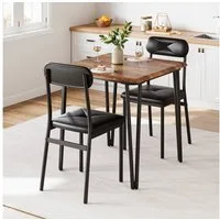 GarveeMore Essgruppe Ktichen Tisch mit 2 Stühlen für Küche & Esszimmer, Kompaktes Esszimmer-Set für kleine Räume(mit 2 Weiches Kissen Stühlen)