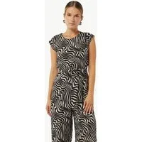 comma Jumpsuit Overall Gemusterter Overall mit Bindegürtel und Faltendetails