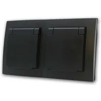 McPower FLAIR 2-fach Steckdose IP44 schwarz, 250V~/16A, UP Unterputzschalter