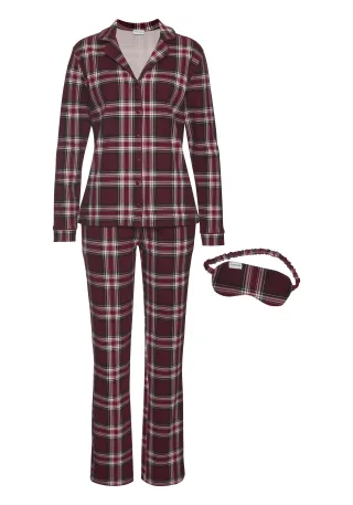 LASCANA - LASCANA LAS XMAS gift box classic PJ+mask red check - Gr. - 46