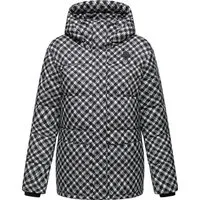 Ragwear Steppjacke Wikesh Print Wasserdichte Damen Winterjacke mit Hahnentritt-Muster