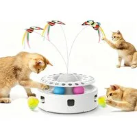ibettertec Tier-Intelligenzspielzeug 3-in-1 elektrisches Katzenspielzeug, Interaktives Katzenspielzeug, Automatisches Katzenspielzeug für Wohnungskatzen, USB- und batteriebetrieben (1-tlg) Automatisches Federspiel Flatternder Schmetterling Batteriebe