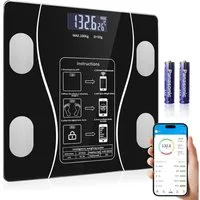 AKKEE Körper-Analyse-Waage Körperfettwaage Digital mit App 180 kg/400 lbs, Multifunktionswaage, BMI, Körperfett, Wasser & Muskelanteil