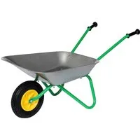 rolly toys® Schubkarre rollyMetallschubkarre, silber/grün, für Kinder, mit Luftreifen, Made in Europe