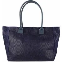 ITALYSHOP24 Shopper Made in Italy Damen Leder Tasche Schlange Prägung Tote Bag Handtasche, Wildleder DIN-A4 Schultertasche Beuteltasche Henkeltasche Ledertasche