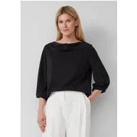 s.Oliver 3/4 Arm-Pullover Sweatshirt Weiches Sweatshirt aus Scuba mit Wasserfall-Ausschnitt