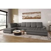 99rooms Wohnlandschaft Toscana, Sofa, U-Form, Bettfunktion, Rundumbezug aus gepolstertem Velours VOGUE