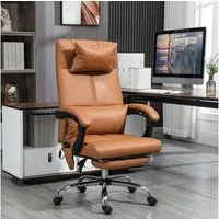 Vinsetto Schreibtischstuhl Bürostuhl mit Wippfunktion, Massagesessel (Chefsessel, 1 St), 120 kg Belastbar, Braun
