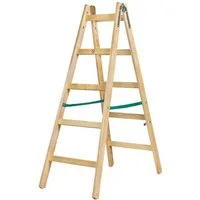 Systafex® Doppelleiter Leiter Doppelstufenleiter Stehleiter Holzleiter 2x5 Stufen Höhe 1,55m (Fertige Doppelstufenleiter mit 5 Stufen, 1-St., Leiter mit Sicherungsband und Haken), Haken und Sicherungsband