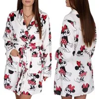 Disney Minnie Mouse Damenbademantel DISNEY Minnie Mouse Damen Bademantel, weiß, mit Gürtel & Taschen, warm