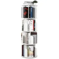GarveeMore Bücherregal 360° drehbar mit 4 Ebenen Standregal 132x40x40cm