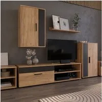 Vicco Wohnwand Berno, Goldkraft Eiche/Anthrazit, mit 1 Klappe, (2-St)