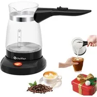 Scheffler Kaffeekanne Glas Kaffeemaschinen Türkische Kaffeekocher French Press, 0.5 l, (1-St., Milchkanne), 304 Edelstahl, Überhitzungsschutz Für Zuhause Büro Reisen