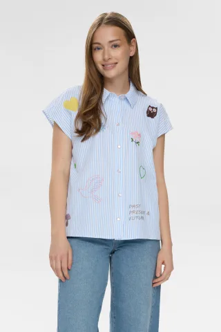 Nümph - NUASHLEY EMBROIDERY SHIRT airy blue - Gr. - 38