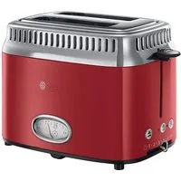 RUSSELL HOBBS Toaster Retro Ribbon Red 21680-56 2 Scheiben 6 Stufen 1300 W, 2 kurze Schlitze, für 2 Scheiben, 1300 W