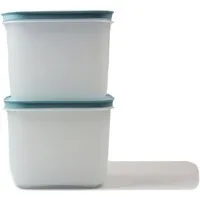 TUPPERWARE Vorratsdose Gefrier-Behälter 1,1 L weiß-blau hoch (2)