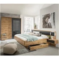 Lomadox Schlafzimmer-Set VIESTE-43, (Spar-Set, 4-tlg), mit Bett 160x200, graphit mit Eiche