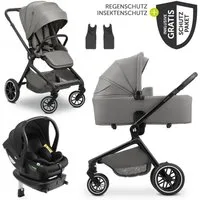 Hauck Kombi-Kinderwagen Move N Care Trio Set - Dark Grey, 4in1 Kinderwagen Set mit Babywanne, Babyschale, Isofix Base & Zubehör