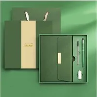 feinlux Notizbuch Business-Notizbuch-Geschenkset mit drei Falten, 80g Schreibpapier, Elastischer Stifthalter, Fadenheftung
