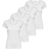 ONLY T-Shirt ONLY Damen 4er Pack T-Shirt Live Love Kurzarmshirt Basic Baumwollmix