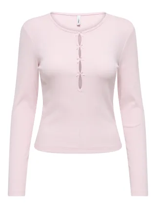 ONLY - ONLFEMKE L/S CUT OUT BOW TOP JRS Pale Lilac - Gr. - S