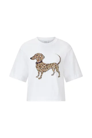 Rich & Royal - Gentle Fit T-Shirt with Dog Print white - Gr. - XL