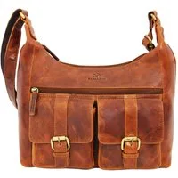 ALMADIH Umhängetasche Leder Damen Ledertasche LARA Schultertasche braun vintage