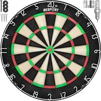 RE:SPORT Dartscheibe RE:SPORT® Steel Dartscheibe mit 9 darts 24 flights, (mit ultradünnem Drahtsystem, inkl. Montageset, Offizielle Professional Steeldartscheibe), Sisal Premium Dartscheibe Steeldart Dartboard
