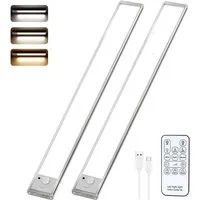 Lujasi LED Unterbauleuchte 30/40/60cm Unterbauleuchte Küche LED, – 2er Set Schrankbeleuchtung, Integrierter Akku, LED fest integriert, nicht austauschbar, 5V/1A, 120°/3m, Kabellos, KaltweiB, NeutralweiB, WarmweiB, mit Bewegungsmelder Fernbedienung, U