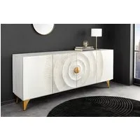 riess-ambiente Sideboard GOLDEN SUNSET 180cm weiß / gold - handmade, Mangoholz, Metallbeine (Einzelartikel, 1 St), Kommode mit 3D Front & Stauraum - ideal für moderne Wohnzimmer