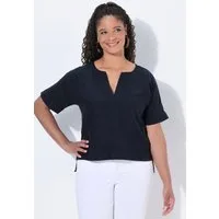 Angel of Style Longbluse Bluse A-Linie Leinenoptik Halbarm