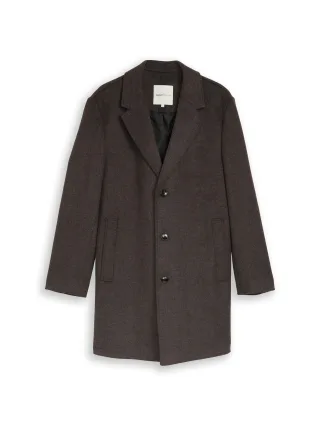 Denim Tom Tailor - Relaxed Fit Wollmantel mit Reverskragen brown melange herringbone - Gr. - M