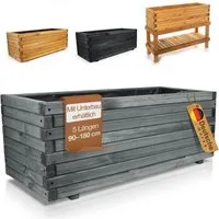 BooGardi Pflanzkübel groß außen & innen mit Vlies · Blumenkasten XXL (Pflanzkasten rechteckig · 90 cm lang anthrazit), 10 Größen · Hochbeet · Holz · für Garten, Balkon & Terrasse