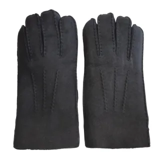 Schwarze Luxus-Handschuhe aus Wildleder und Schaffell für Herren