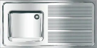 KWC Aquarotter Gewerbespüle, MAXIMA, Edelstahl, 1200x382x600 mm, Tropfteil rechts, 2000057641 2000057641