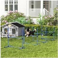 PawHut Agility-Hürde Inkl. Tragetasche für einfache Aufbewahrung, Kunststoff, Hunde Hürden-Set (4-tlg) für Hunde, Blau