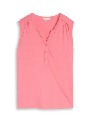 Tom Tailor - Henley Top mit Raffungen soft fuchsia pink - Gr. - XL