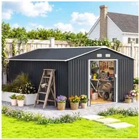Outsunny Gerätehaus Fahrradschuppen, Schuppen, BxT: 340x386 cm, (Gartenhaus, 1 St., Geräteschuppen aus Verzinkter Stahl), wetterfest, für Garten, Dunkelgrau